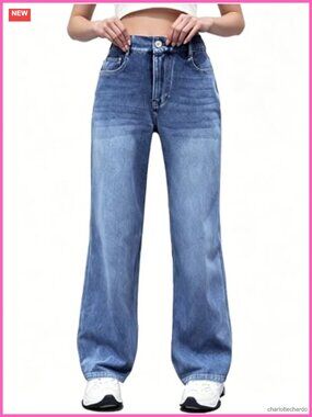 High Stretchy Pull On Wide Leg Sweatpant Jeans